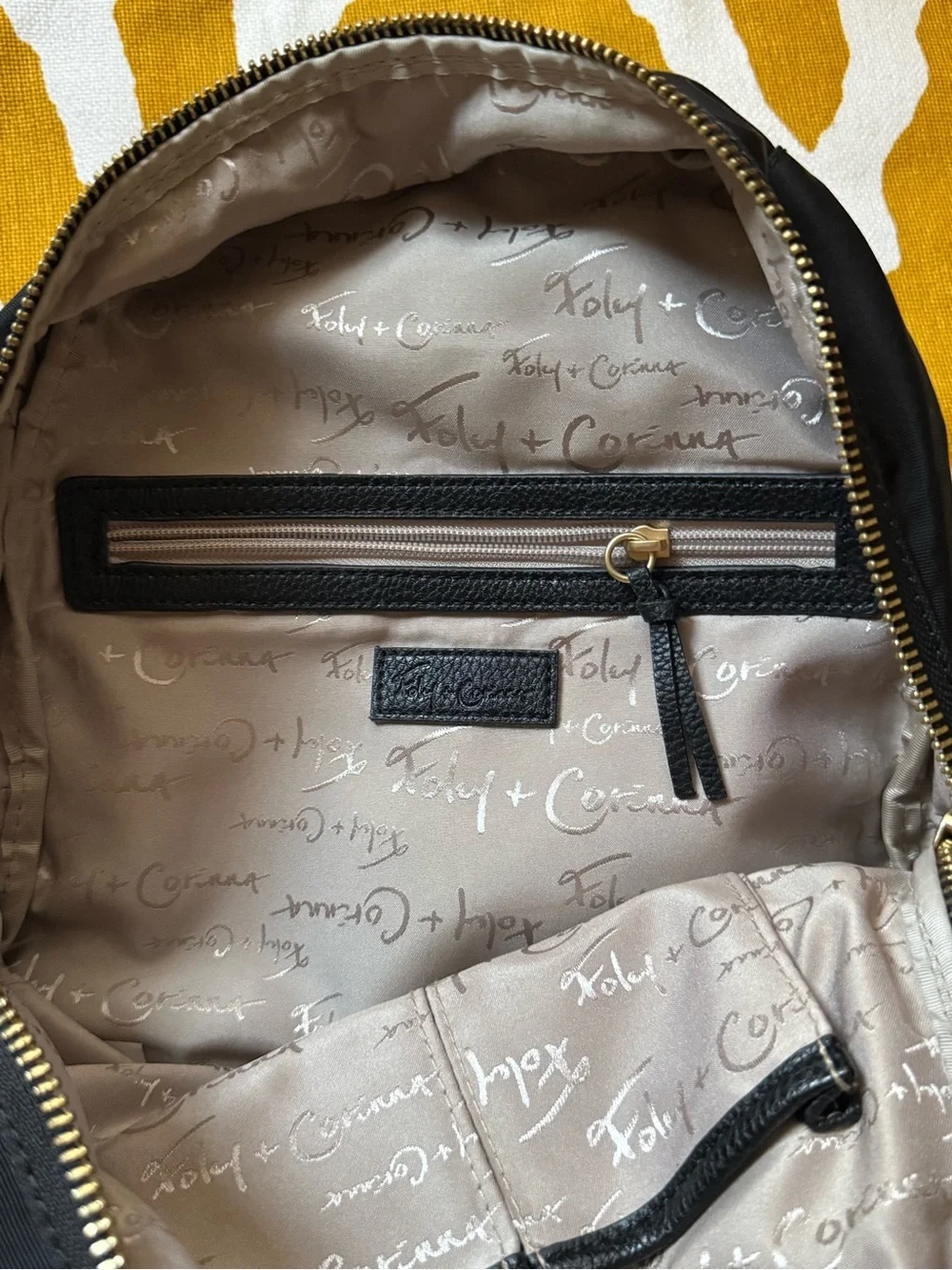 Foley + Corinna Black Mini Backpack with Gold Hardware
